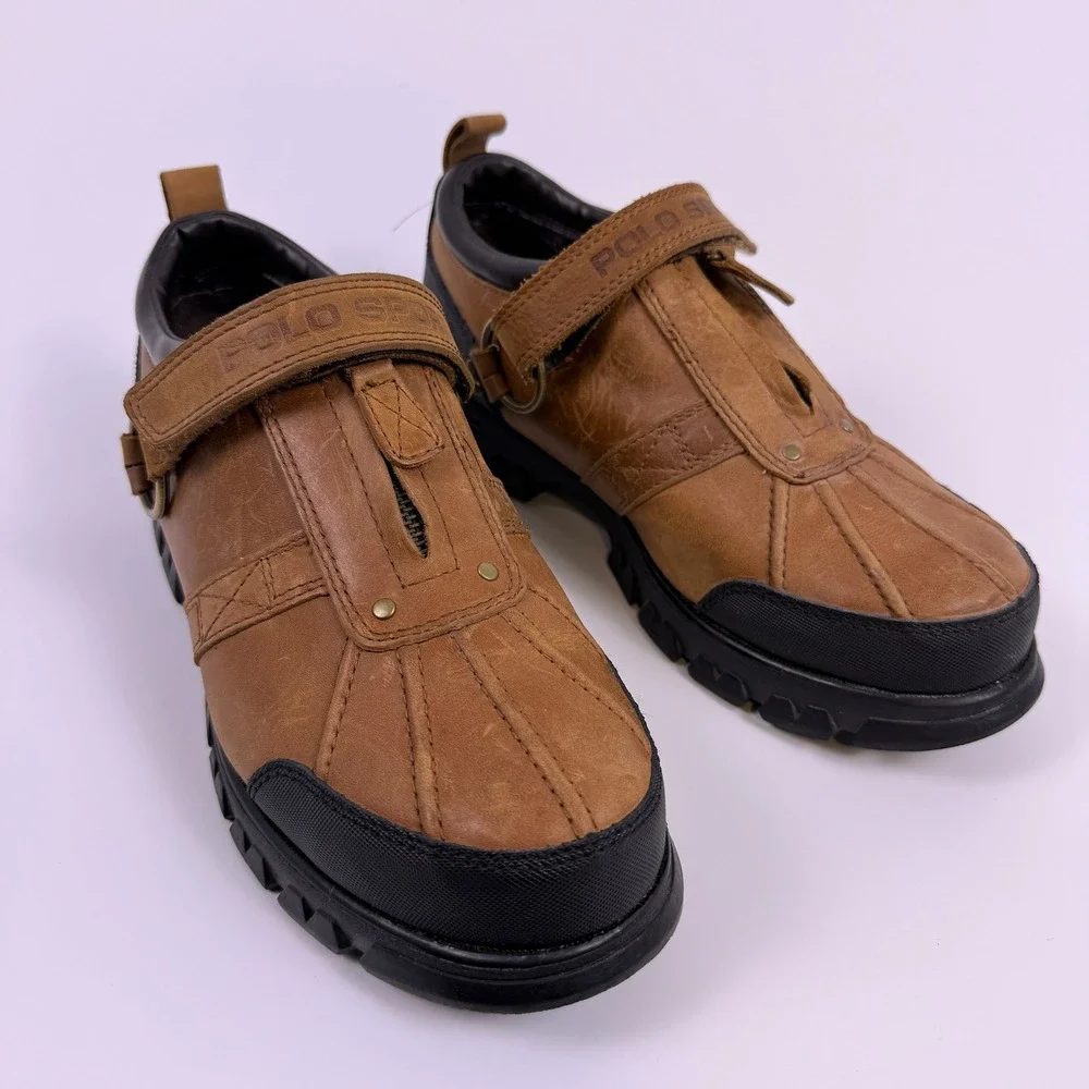NWOT VTG Ralph Lauren Polo Sport Conquest Duck Boots Mens 9.5 Brown Leather